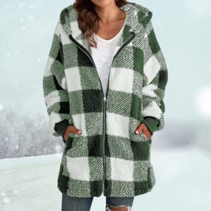Kariertes Winterjacke mit Kapuze und Taschen | Ideal für den Winter