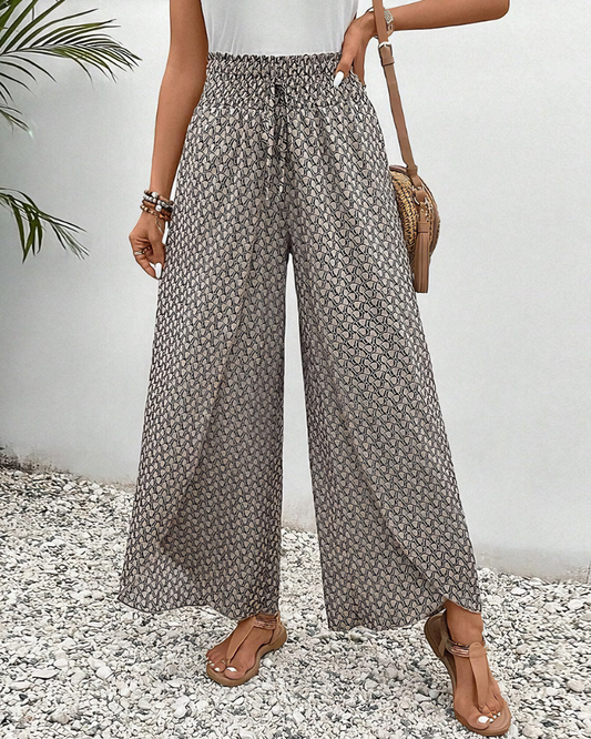 Elastische bedruckte Damenhose mit Gummibund – Ideal für Sommer