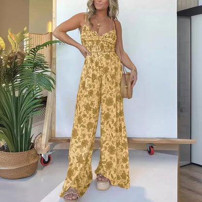 Ärmelloser geblümter Jumpsuit aus leichtem Stoff - Ideal für den Sommer