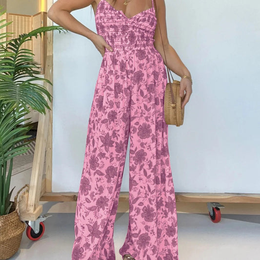 Ärmelloser geblümter Jumpsuit aus leichtem Stoff - Ideal für den Sommer