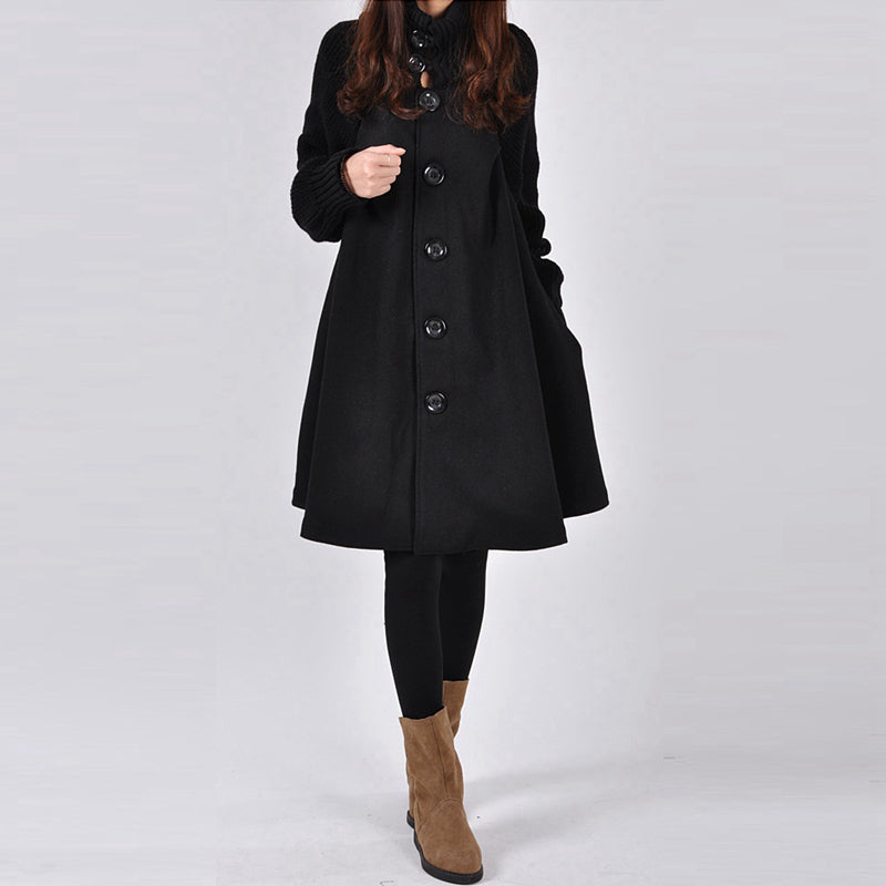 Maßgeschneiderter Wollmantel mit hohem Kragen und Gürtel | Ideal für den Herbst und Winter