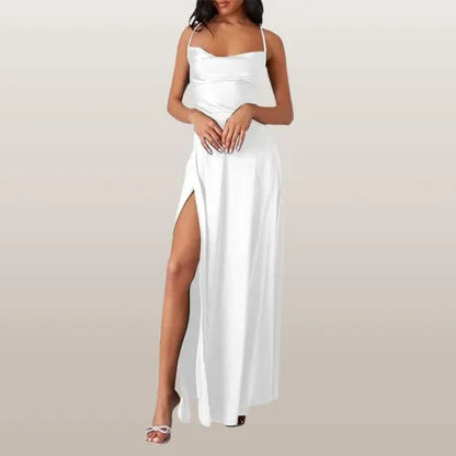 Ärmelloses Seiden-Maxikleid mit Fließendem Design I Ideal für Frühling und Sommer