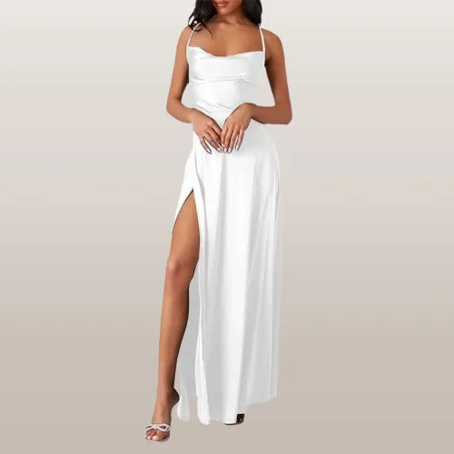 Ärmelloses Seiden-Maxikleid mit Fließendem Design I Ideal für Frühling und Sommer