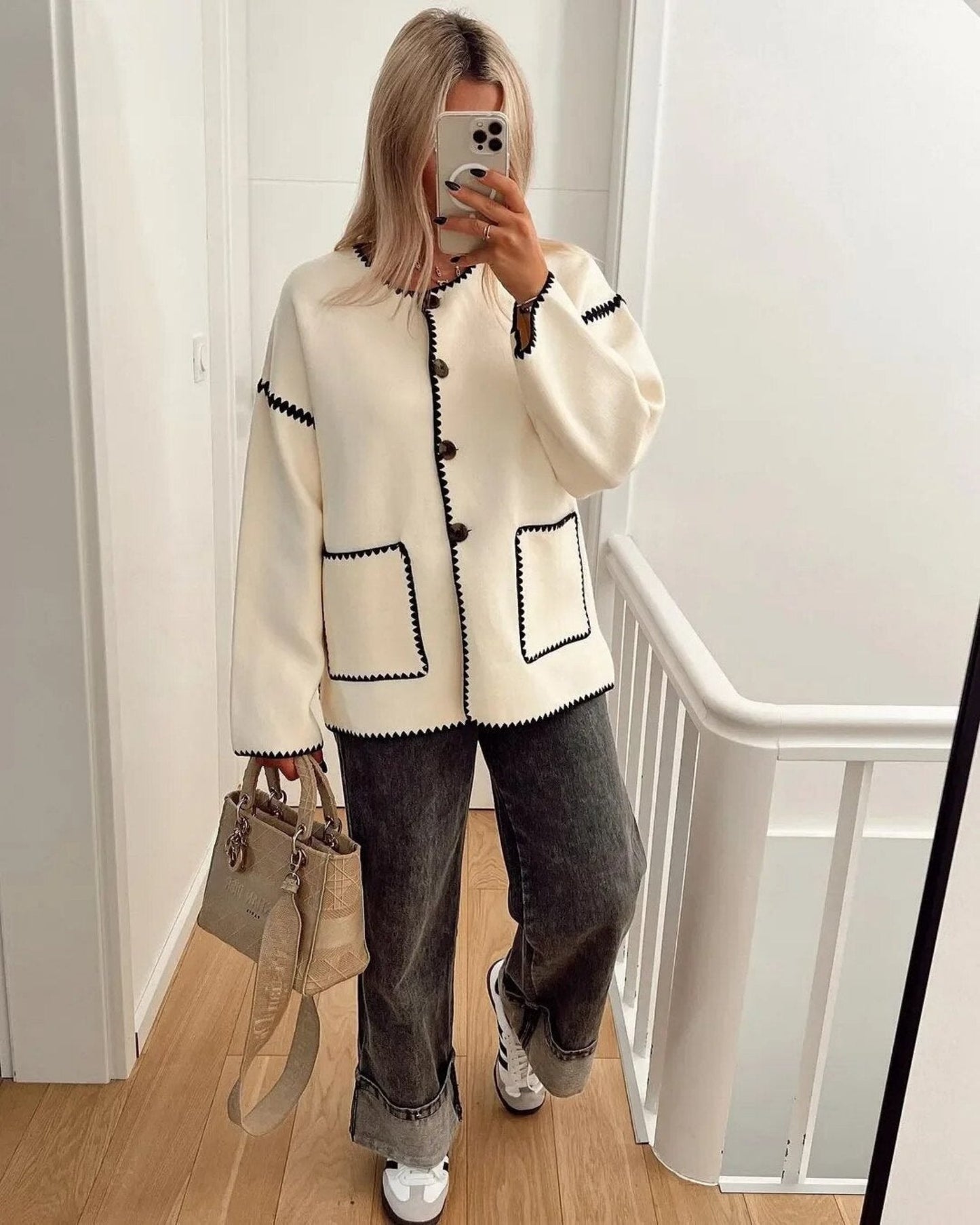 Strick-Cardigan mit langen Ärmeln – Ideal für den Herbst