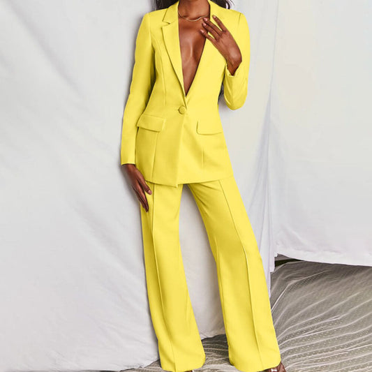 Zweiteiliges Damen Set mit Blazer und Hose aus Atmungsaktivem Stoff I Ideal für Frühling und Herbst
