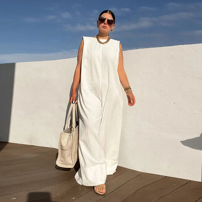 Off-Shoulder  Sleeveless Wide Leg Jumpsuit mit Intricate Print – Ideal für Sommer
