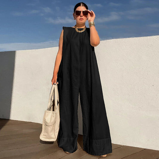 Off-Shoulder  Sleeveless Wide Leg Jumpsuit mit Intricate Print – Ideal für Sommer