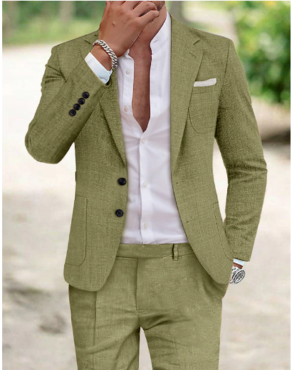 Herren Anzug aus Leinenmischung mit Einreiher-Sakko I Ideal für Frühling und Sommer