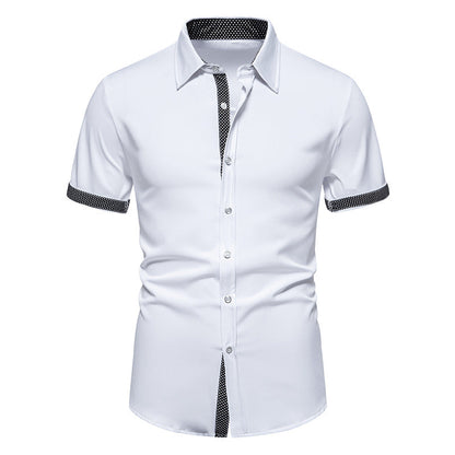 Herren Polka-Dot Kurzarm-Hemd mit Knopfleiste – Ideal für Frühling und Sommer  Produktbeschreibung: Klassisches Polka-Dot-Hemd