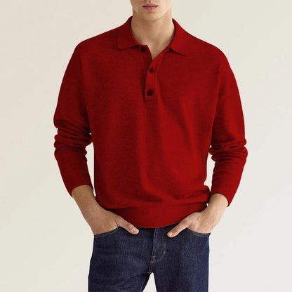 Herren Langarm V-Ausschnitt Button-Poloshirt – Ideal für den Herbst
