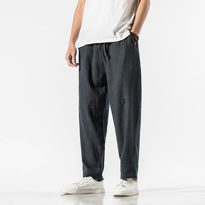 Herren Dünne Leinen Knöchellange Weitbein-Hose I Ideal für den Sommer