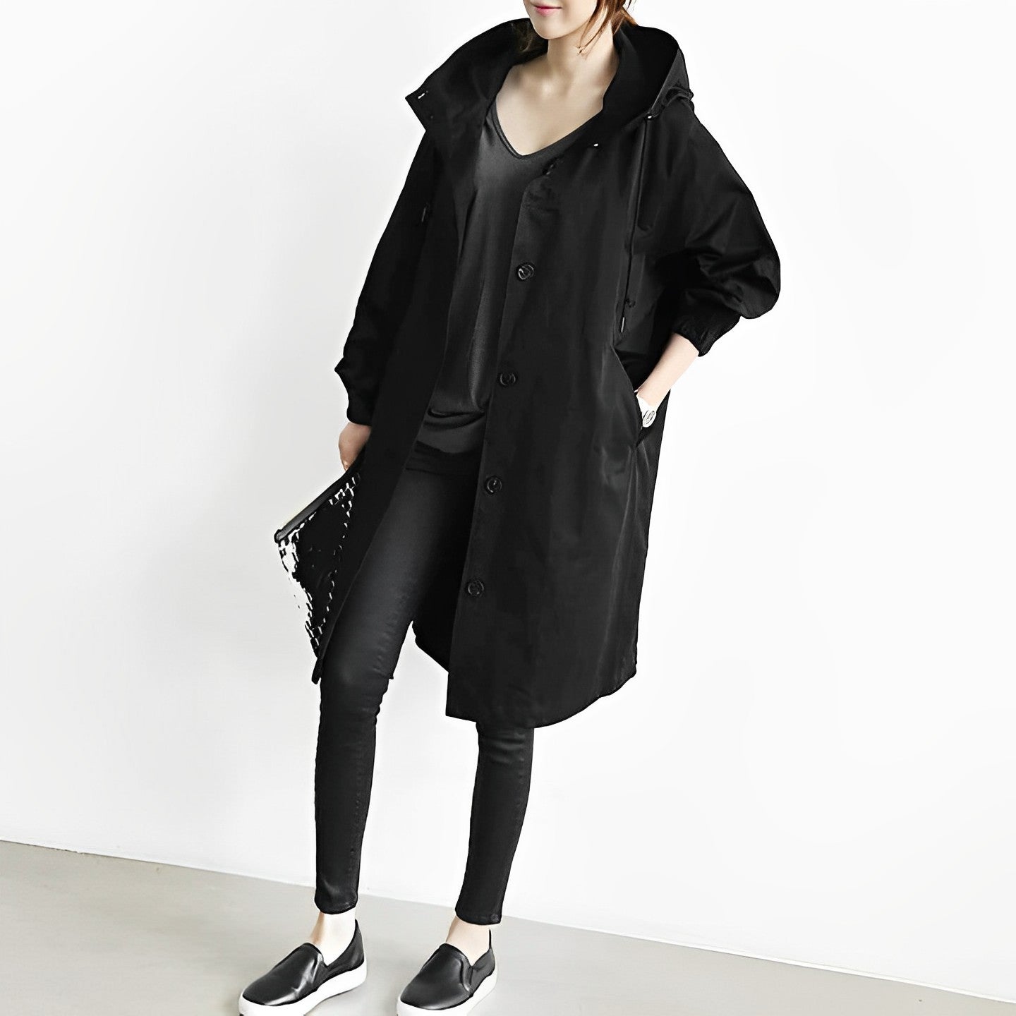 Mabel - Lange Windbreaker-Jacke mit Kapuze