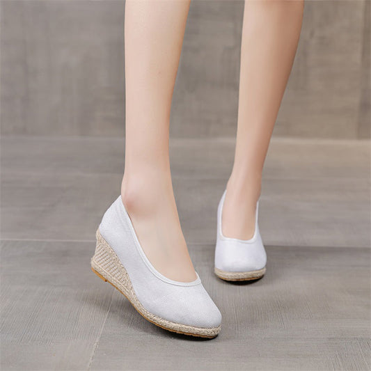 Atmungsaktive Low-Cut Leinen High Heel Pumps | Ideal für Frühling, Sommer und Herbst