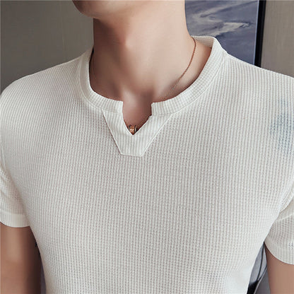 Herren Waffelstrick-Pullover Kurzarmshirt – Ideal für den Sommer