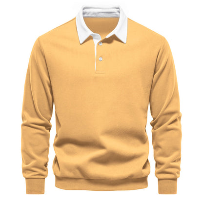 Herren Langarmshirt mit Polokragen und Umlegekragen