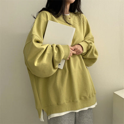 Damen Herbst Hoodie mit Fleecefutter, lockerer Passform, Rundhalsausschnitt und Langarm