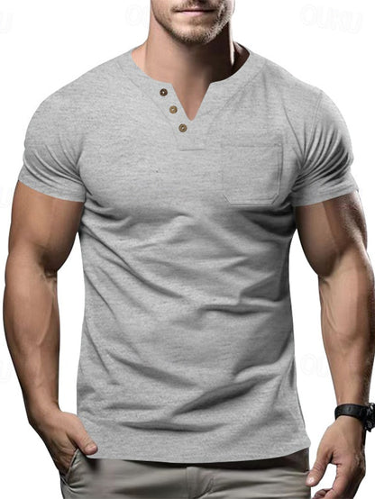Herren V-Ausschnitt Pocket T-Shirt Kurzarm - Ideal für den Sommer