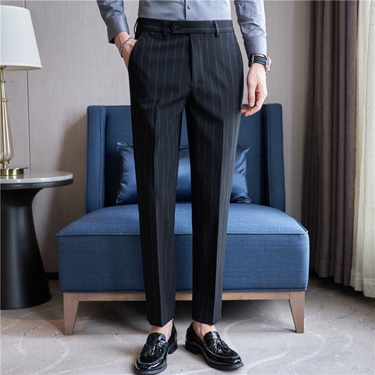 Herren Gestreifte Stretch-Anzughose – Ideal für den Herbst