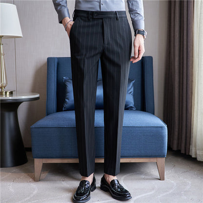 Herren Gestreifte Stretch-Anzughose – Ideal für den Herbst