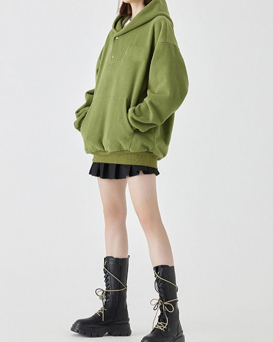 Damen Herbst-Polar-Fleece-Pullover mit lockerer Passform, Langarm und in mehreren Farben