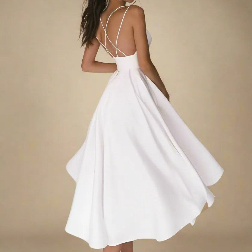Strapless Satin-Midi-Kleid mit Fließendem Schnitt | Ideal für den Sommer