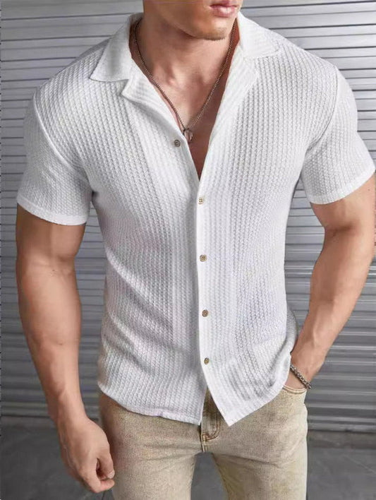 Herren Slim Fit Waffel Kurzarmshirt – Ideal für den Sommer