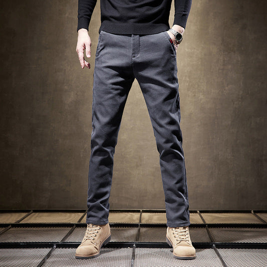 Herren Slim Fit Gerade Business-Hose Dick Ideal für Herbst und Winter