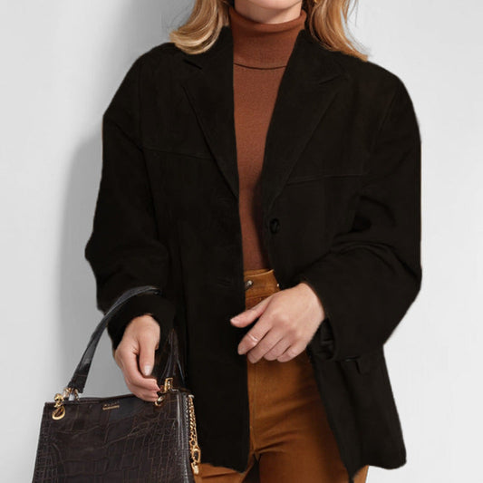 Damen-Lederblazer mit tailliertem Schnitt & Knopfverschluss | Ideal für Frühling & Herbst