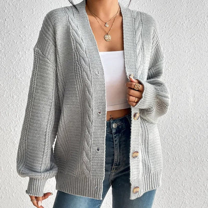 Damen Strickjacke aus Warmem Wollmischgewebe – Ideal für Herbst & Winter