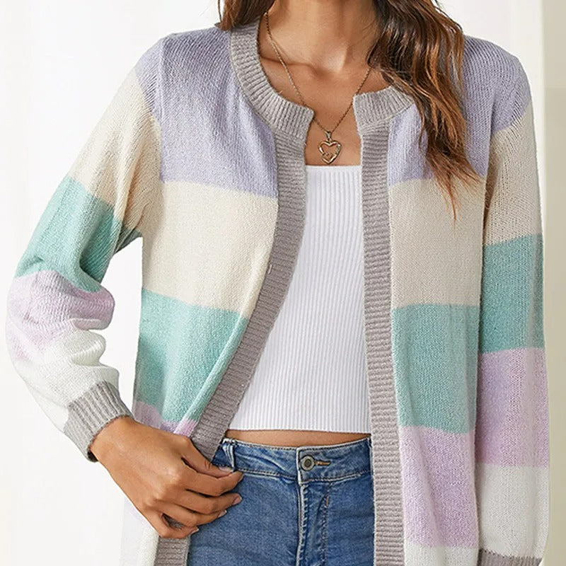 Damen Strickcardigan mit Streifenmuster –  Ideal für Herbst/Winter