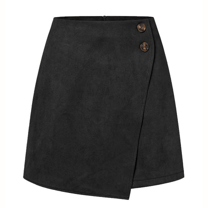 Wildleder-High-Waist-Asymmetrischer Minirock | Ideal für Herbst und Winter