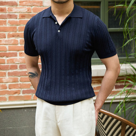Herren Slim-Fit Kurzarm Strickshirt I Ideal für den Sommer