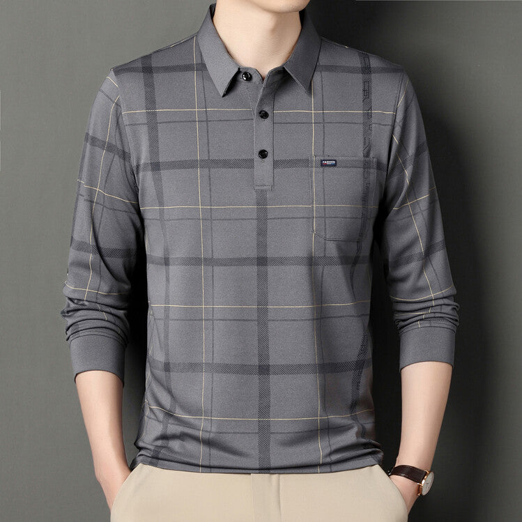 Herren Gestreiftes Polo-Kragen Langarm-T-Shirt – Ideal für den Herbst