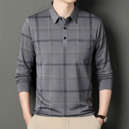 Herren Gestreiftes Polo-Kragen Langarm-T-Shirt – Ideal für den Herbst
