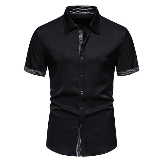 Herren Polka-Dot Kurzarm-Hemd mit Knopfleiste – Ideal für Frühling und Sommer  Produktbeschreibung: Klassisches Polka-Dot-Hemd