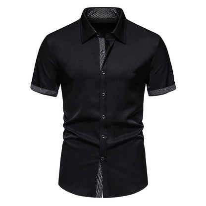 Herren Polka-Dot Kurzarm-Hemd mit Knopfleiste – Ideal für Frühling und Sommer  Produktbeschreibung: Klassisches Polka-Dot-Hemd