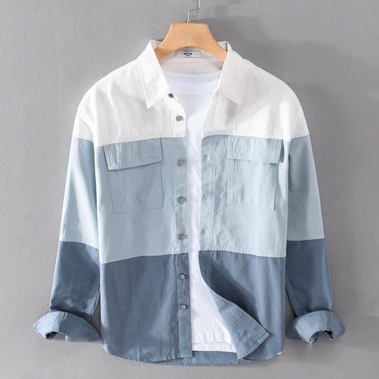 Baumwoll-Cardigan-Hemd mit langen Ärmeln und Ziernähten – ideal für Frühling und Herbst