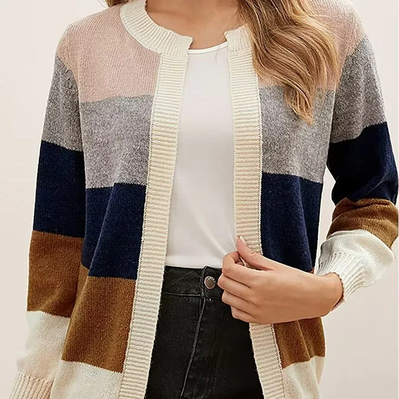 Damen Strickcardigan mit Streifenmuster –  Ideal für Herbst/Winter