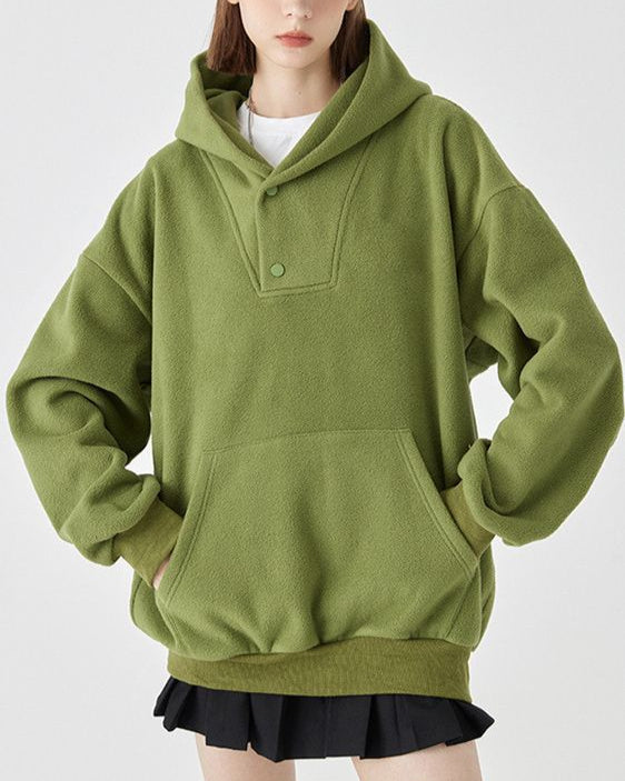 Damen Herbst-Polar-Fleece-Pullover mit lockerer Passform, Langarm und in mehreren Farben