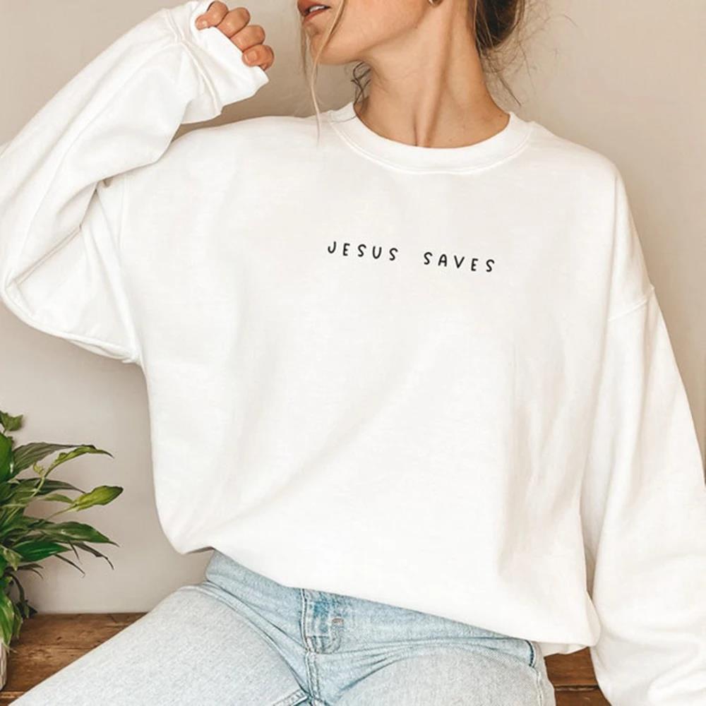 Damen Frühlings-Sweatshirt mit langen Ärmeln und christlichem Glaubensdruck
