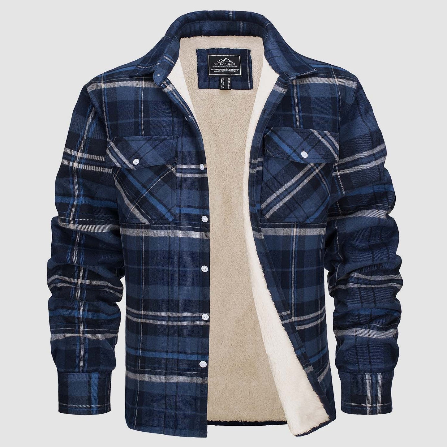 Gefütterte karierte Überhemdjacke mit Knopfverschluss und Seitentaschen | Ideal für Herbst/Frühjahr