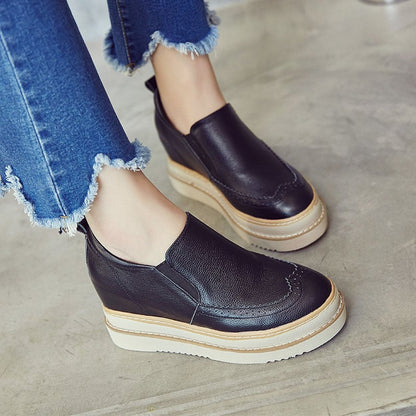 Leder-Plateau-Wedge-Sneaker mit Innenhöhe | Ideal für alle Jahreszeiten
