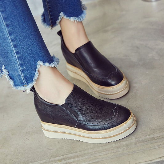 Leder-Plateau-Wedge-Sneaker mit Innenhöhe | Ideal für alle Jahreszeiten
