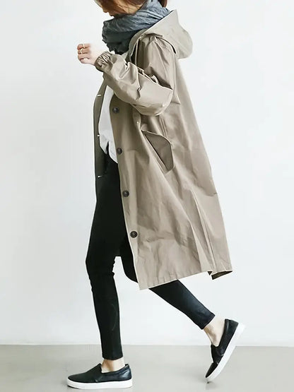 Damen Regenjacke mit Kapuze und Reißverschluss für Outdoor-Aktivitäten