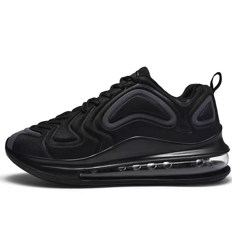 Schwarzer Sneaker mit Luftpolstersohle, sportliches Design, ideal für Laufen und Freizeit. Bequeme Passform, modernes Schuhwerk für Herren und Damen.