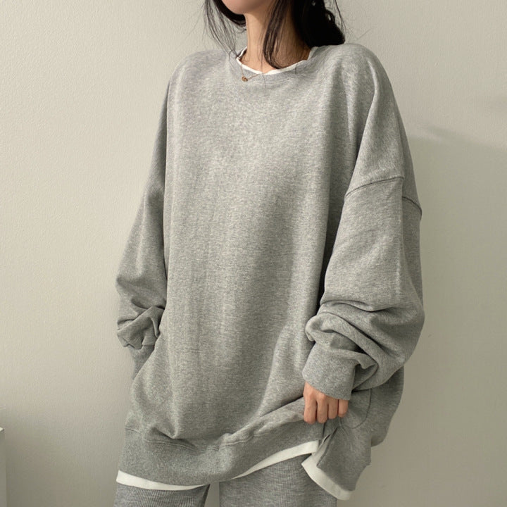 Damen Herbst Hoodie mit Fleecefutter, lockerer Passform, Rundhalsausschnitt und Langarm