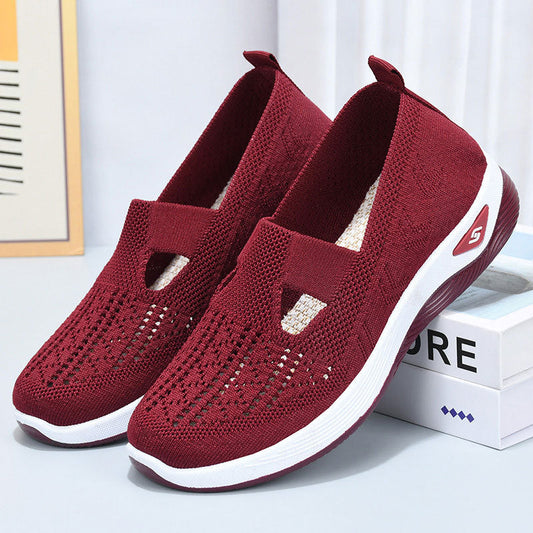 Damen orthopädische Slip-On-Walking-Sneaker mit atmungsaktivem Mesh und weiter Passform