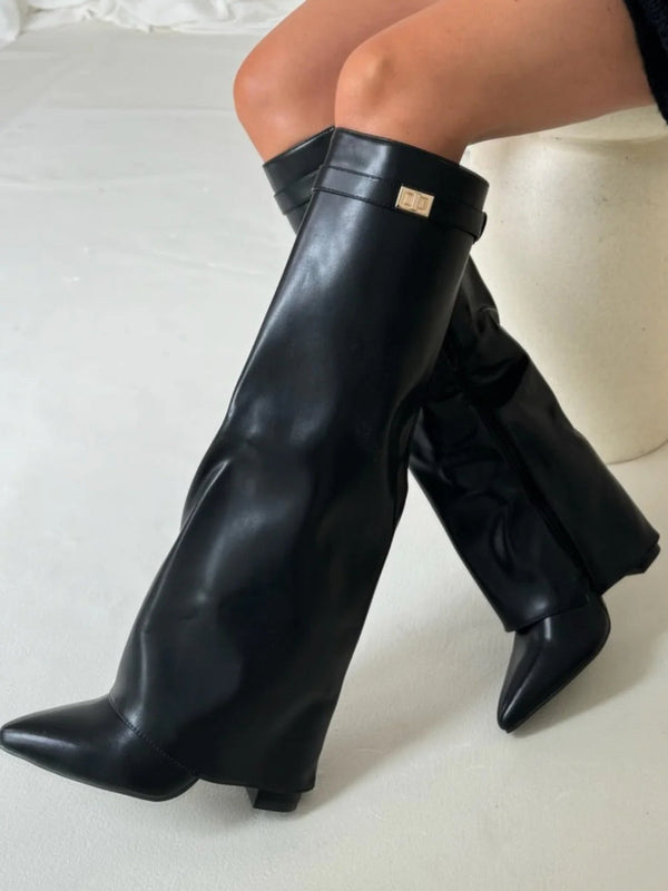 Damen Winter Kniestiefel mit seitlichem Reißverschluss und gepolsterter Innensohle