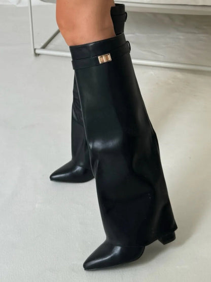 Damen Winter Kniestiefel mit seitlichem Reißverschluss und gepolsterter Innensohle
