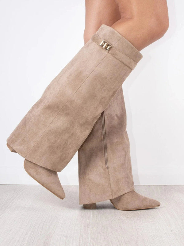 Damen Winter Kniestiefel mit seitlichem Reißverschluss und gepolsterter Innensohle